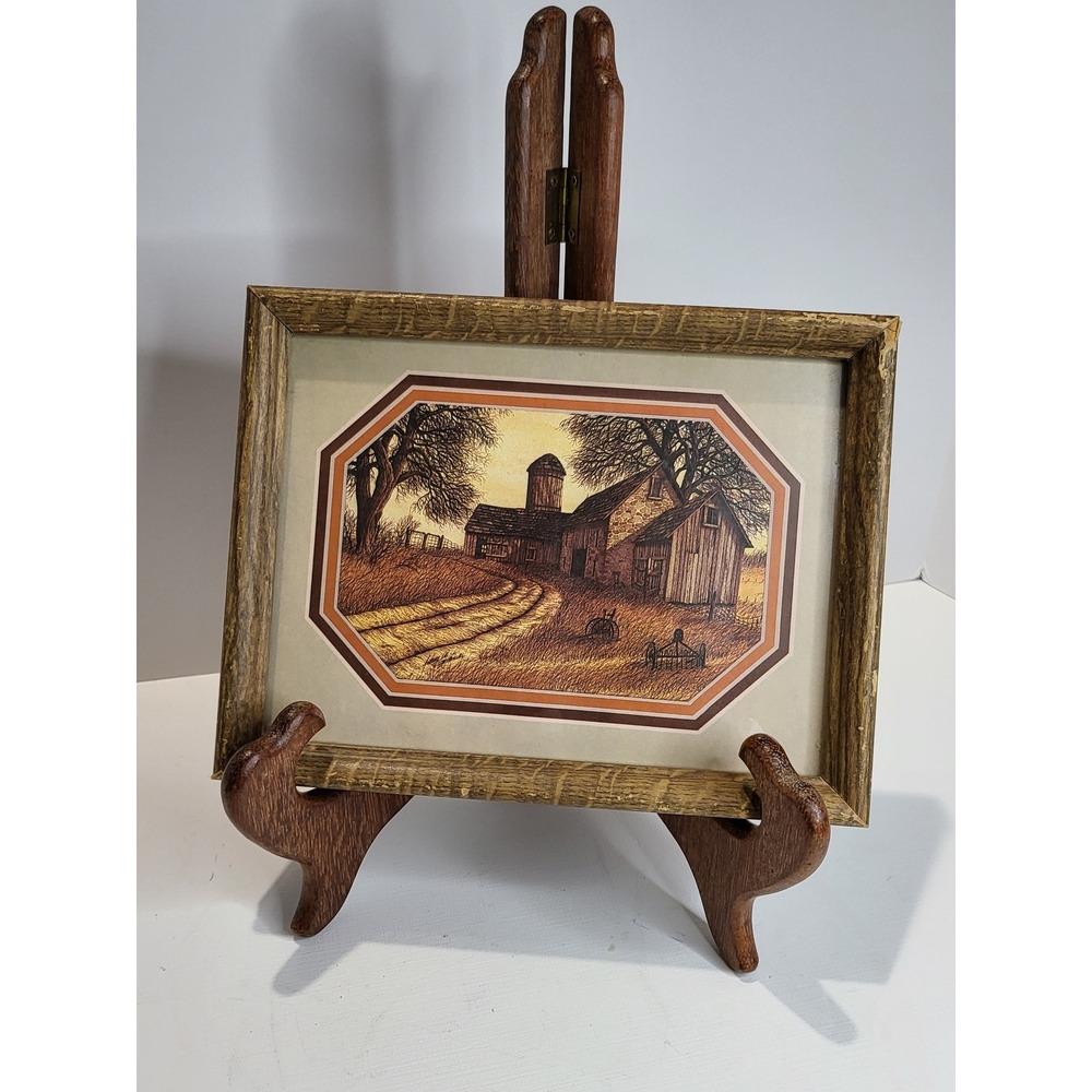 Vintage Arthur A Kaplan Country Farm Landscape Framed Prints Set of 2 Rustic 7x9 - Picture 2 of 9